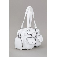 Goldbags Samılon Kadın Yıkama Deri Çok Gözlü Omuz ve Kol Çantası 30X24CM