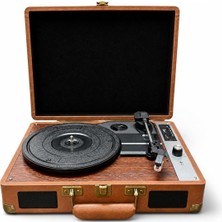 Gy Atelier MZL-P01 Bluetooth Plak Çalar, 3 Hız (33/45/78 Rpm), Usb/sd/aux/rca/kulaklık Destekli, Dahili Hoparlörlü Taşınabilir Retro Valiz Pikap
