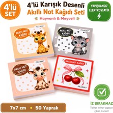 Polabook Meyveli Hayvanlı 4’lü Mini Akıllı Not Kağıdı Seti 50 Sayfa – Yapışkansız Post-It
