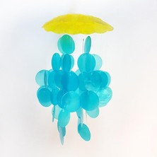 Gy Atelier Sedef Rüzgar Çanı Tekli 8 Inç Sarı ve Mavi