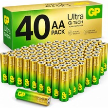 Gp Batteries Ultra Alkalin G-Tech +80%more Power 40XAA-LR6-1.5 Volt Kalem Pil, 40'lı Paket