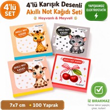 Polabook Meyveli Hayvanlı 4’lü Mini Akıllı Not Kağıdı Seti 100 Sayfa – Yapışkansız Post-It