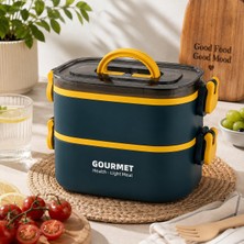 Hype Store 2 Katlı Yemek Termosu, Sızdırmaz Beslenme Kabı, Bölmeli Yemek Saklama Kabı, Mavi Taşınabilir Lunch Box, Mavi