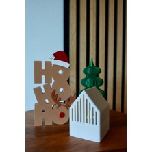 Ozka Concept Ho Ho Ho Yazılı Noel Baba Şapkalı Ren Geyikli Dekoratif Yılbaşı Kelime Süsü