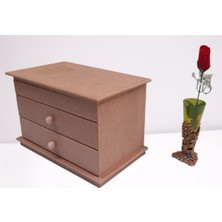 Gy Atelier Hobi 12239 Dekoratif Model Makyaj Kutusu 2 Çekmece Ahşap Mdf Ham El Yapımı