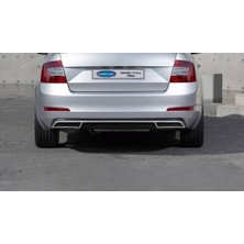 Omsa Line Skoda Octavia A7 ile Uyumlu Krom Egzoz Ucu Arka Difüzör 3 Parça 2013 ve Sonrası