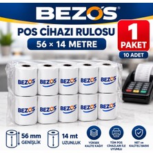 Bezos Termal Pos Cihazı Rulosu 56 mm x 14 M - 10 Adet (1 Paket) Yazar Kasa Slip Rulosu Dmc