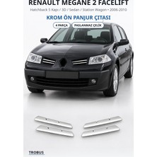 Trobus Renault Megane 2 Facelift 2006-2010 Uyumlu Krom Ön Panjur Çıtası 4 Parça Paslanmaz Çelik
