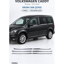Trobus Volkswagen Caddy 2015-2020 Uyumlu Krom Cam Çıtası 6 Parça Paslanmaz Çelik