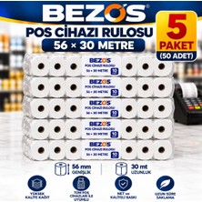 Soi Home Termal Pos Cihazı Rulosu 56 mm x 30 M - 50 Adet (5 Paket) Yazar Kasa Slip Rulosu Soı