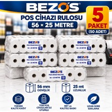 Soi Home Termal Pos Cihazı Rulosu 56 mm x 25 M - 50 Adet (5 Paket) Yazar Kasa Slip Rulosu Soı