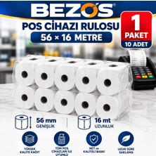 Nida Termal Pos Cihazı Rulosu 56 mm x 16 M - 10 Adet (1 Paket) Yazar Kasa Slip Rulosu Nıda