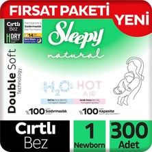 TeknoKapsül Sleepy Natural Double Soft Fırsat Paketi Bebek Bezi 1 Numara Newborn 300 Adet