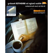 Söğüt Yatakta Kitaplar Için Okuma Işıkları, 10LED Parlak Kitap Işığı, 3 Renk ve 3 Parlaklık, Şarj Edilebilir Kitap Işığı 80 Saat Sürer, Okuma Işığında Hafif Klips (Beyaz)          [enerji Sınıfı A]