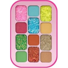 12 Renkli Neon ve Glitter Far Paleti - Canlı Renkler