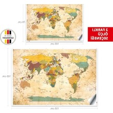Modern Duvar Sticker, Dünya Haritası Temalı, Eğitim ve Okul Için Uygun, 70X105 cm