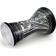 44,5 cm Siyah Darbuka, El Gravürü ile Özel Tasarım