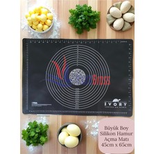 Büyük Boy Silikon Hamur Açma Matı 65X45 Cm, Siyah