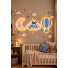 Moonly Concept Isimli Gökyüzü 3'lü Çocuk Odası Gece Lambası Ay Bulut Balon Duvar Dekoru