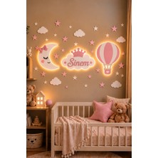 Moonly Concept Isimli Gökyüzü 3'lü Çocuk Odası Gece Lambası Ay Bulut Balon Duvar Dekoru