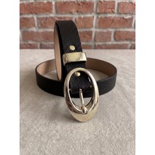 EBG Fashion Gold Oval Tokalı Vegan Deri Kadın Kemer – Pantolon ve Ceket Kemeri