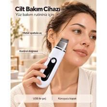TeknoKapsül Yüz Bakım Rutini Için Metal Uçlu USB Şarjlı Beyaz Cilt Bakım Cihazı