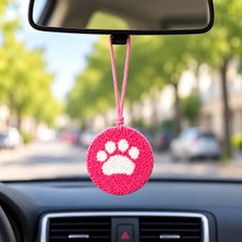 Fun Life Araba Ayna Süsü Punch El Yapımı 7cm Pembe Pati Desenli