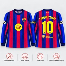 Elif Spor Giyim Barcelona Lamine Yamal 10 Mavi Bordo Uzun Kollu Forma
