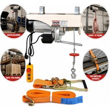 Die Grup Elektrikli Mini Vinç PA1200, 1200W, 600/1200 kg Kaldırma Kapasitesi, Uzaktan Kumandalı + 2 Ton 10 Metre Spanzet Seti