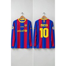 Elif Spor Giyim Barcelona Messi 10 Mavi Bordo Uzun Kollu Forma
