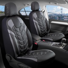 Die Grup Hyundai Ioniq 5 ile Uyumlu Lüx Deri Oto Koltuk Kılıfı Ön Arka Takım Set Classy Siyah Gri