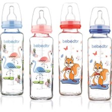 Die Grup Desenli Cam Biberon Silikon Emzik, 250 ml