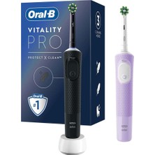 Die Grup Şarjlı/elektrikli Diş Fırçası Vitality Pro 2'li Siyah&lila Avantaj Paketi