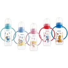 Die Grup Desenli Kulplu Silikon 250 ml Pp Biberon, Pembe