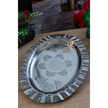 Dmt Copper Home 430 Kalite Krom Çelik Çirtikli Kayık 1 Adet Servis Tabağı 35 cm – Iskender, Kebap, Pilav ve Salata Sunum Tabağı