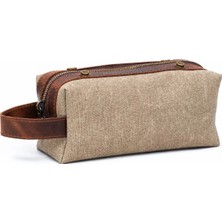 Gillario Design 06 Unisex Suni Kanvas+Deri Kum-Taba Eskitme Dopp Kit