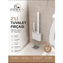 Emoev 2'li Tuvalet ve Klozet Fırçası Seti Duvara Monte Edilebilir Standlı Banyo Fırçası