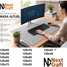 Next Craft Büyük Keçe Mouse Pad 3mm Açık Gri Renk Masa Koruyucu 120x45 cm