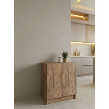 Çok Amaçlı Dolap 2 Kapaklı Raflı Alçak Mutfak Dolabı 60 cm Çam