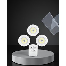 Kablosuz 3 Lü LED Spot Lamba Seti Yapışkanlı Uzaktan Kumandalı