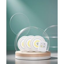 Kablosuz LED Spot Lamba Seti 3'lü Yapışkanlı Uzaktan Kumandalı