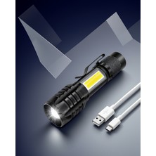 USB Şarjlı Mini LED Işık 4 Modlu Acil Durum Feneri