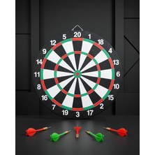 15 Inç Ahşap Dart Tahtası 4 Metal Uçlu Okla