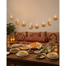 Minareli Hilal LED Işık Gold Metal Gövde