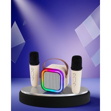LED Işıklı Taşınabilir Karaoke Hoparlör USB ve Aux Girişli