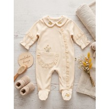 Guay Style Krem Dantel Detaylı Yakalı Bebek Tulum
