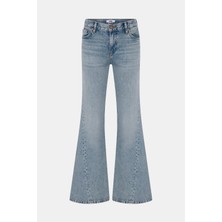 Denim Trip Twisted Flare Fit Açık Indigo Kadın Jean Pantolon