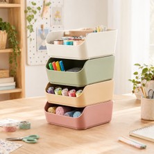 Alpin 4'lü Set - Istiflenebilir Minimal Masa Üstü Depolama ve Düzenleyici Kutu Organizer