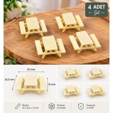 İlya Ada 4 Adet Mini Maket Park-Bahçe-Piknik Oturma Bankı