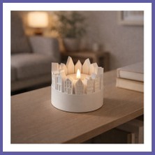 Nida Şehir Silüetli Tealight Mumluk Işık Efektli Dekoratif Mum Tutucu Nıda